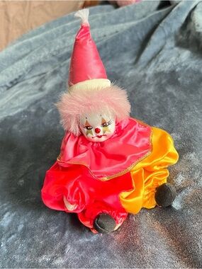 Bright Satin Clown Accessory in Pink and Yellow